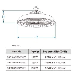 Cloche industrielle UFO 210 B100W 4000K